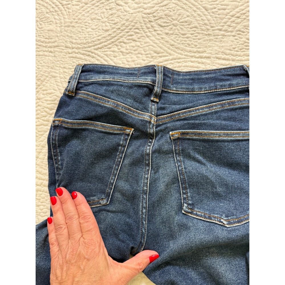 Free People Skinny Jeans Womens 26 Dark Wash Blue High Rise Raw Frayed Hem Denim - Picture 9 of 12